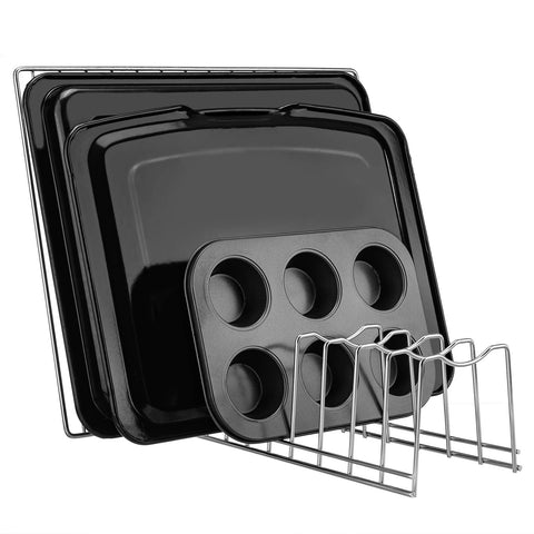 Lonpute pot lid organizer side view highlighting curved top for stability