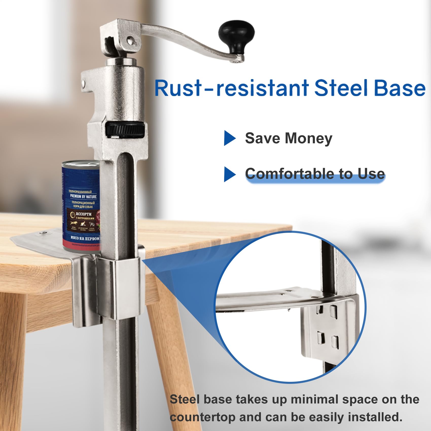 Lonsge opens cans up to 11 inches tall with ease.
