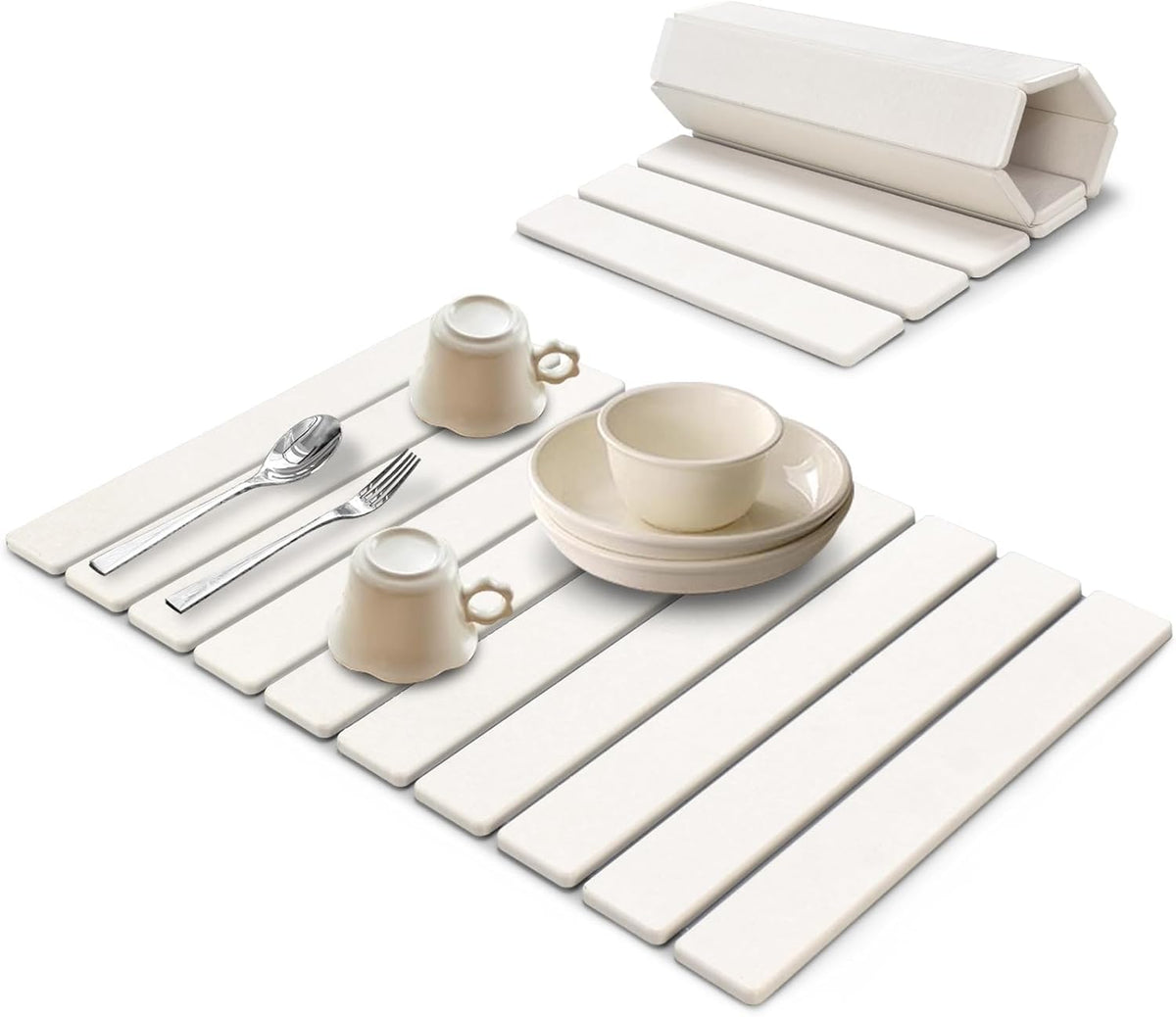 Lonsta large stone drying mat in white design keeps kitchen counters dry and neat.