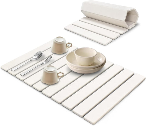 Lonsta large stone drying mat in white design keeps kitchen counters dry and neat.
