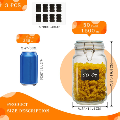 LOOIOOJ 3-pack pantry jars keeps flour, sugar, and coffee organized at a glance.
