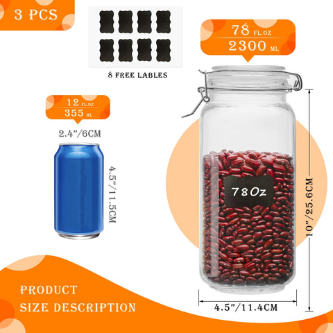LOOIOOJ glass jar with wide mouth simplifies filling and cleaning for quick pantry restocks.