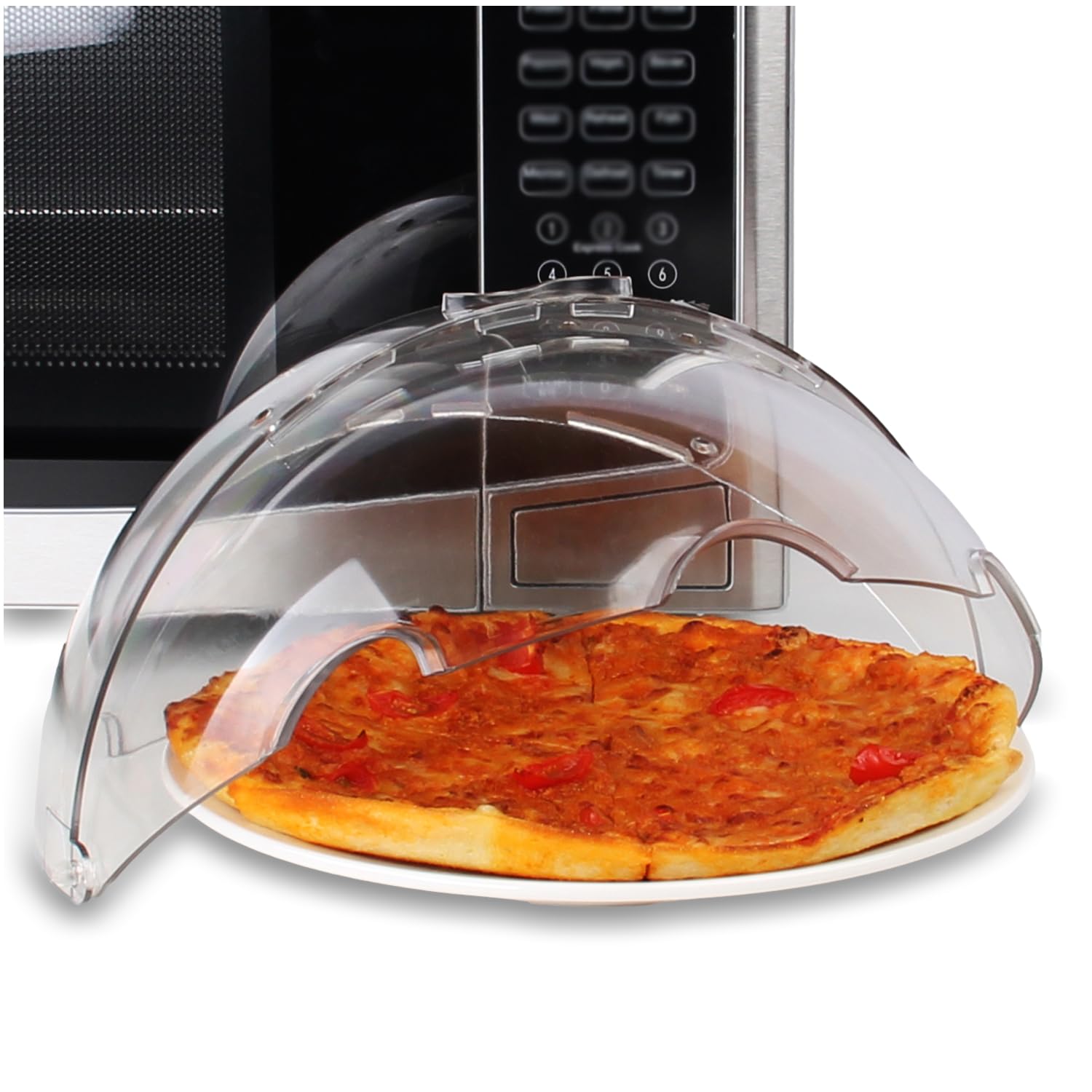Lopeztek Flippable Microwave Splatter Cover lid protecting the microwave from spills