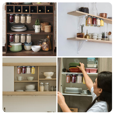 Lopeztek two-pack mason jar rack in action on a shelf.