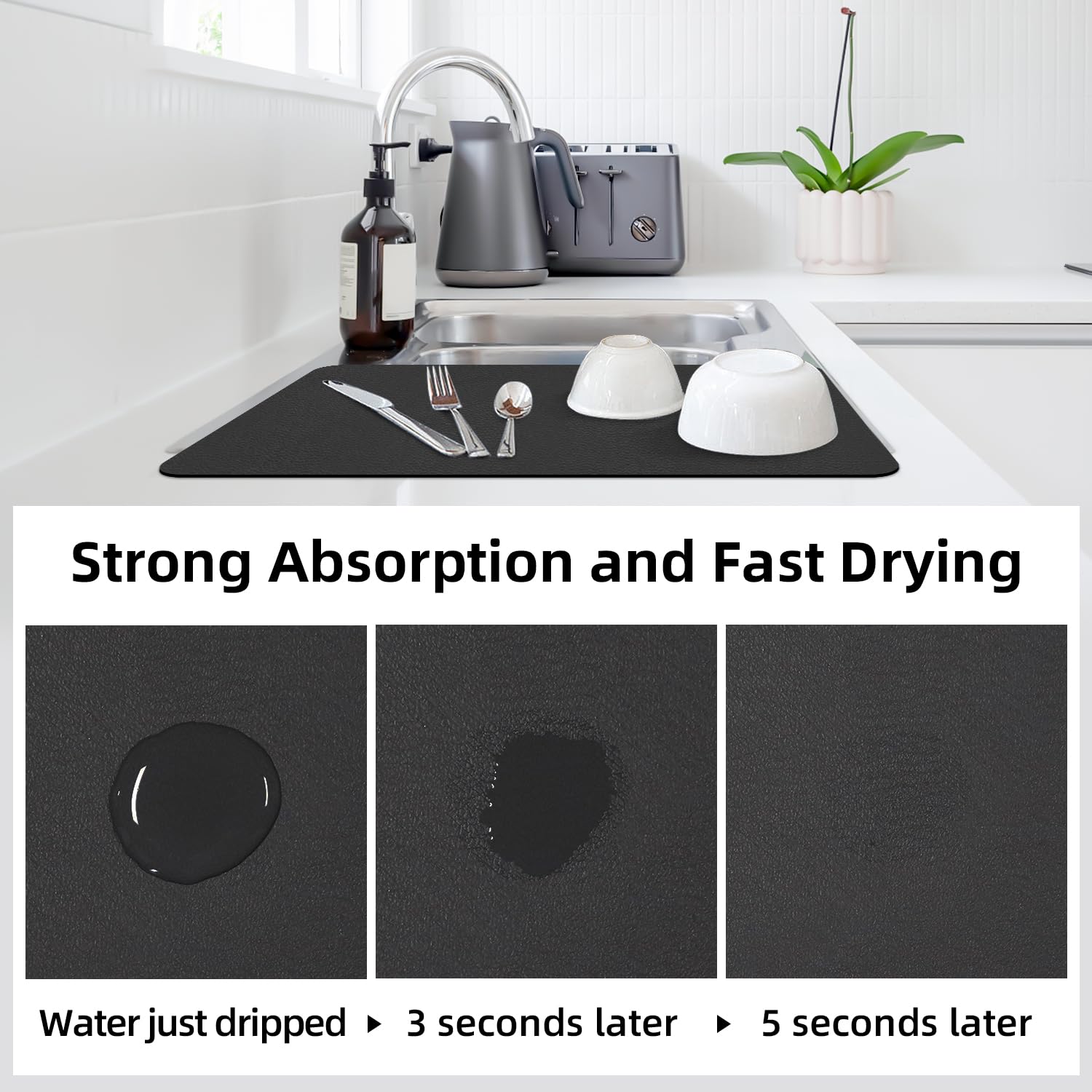 LOPNUR anti-slip rubber back keeps the mat in place on your countertop