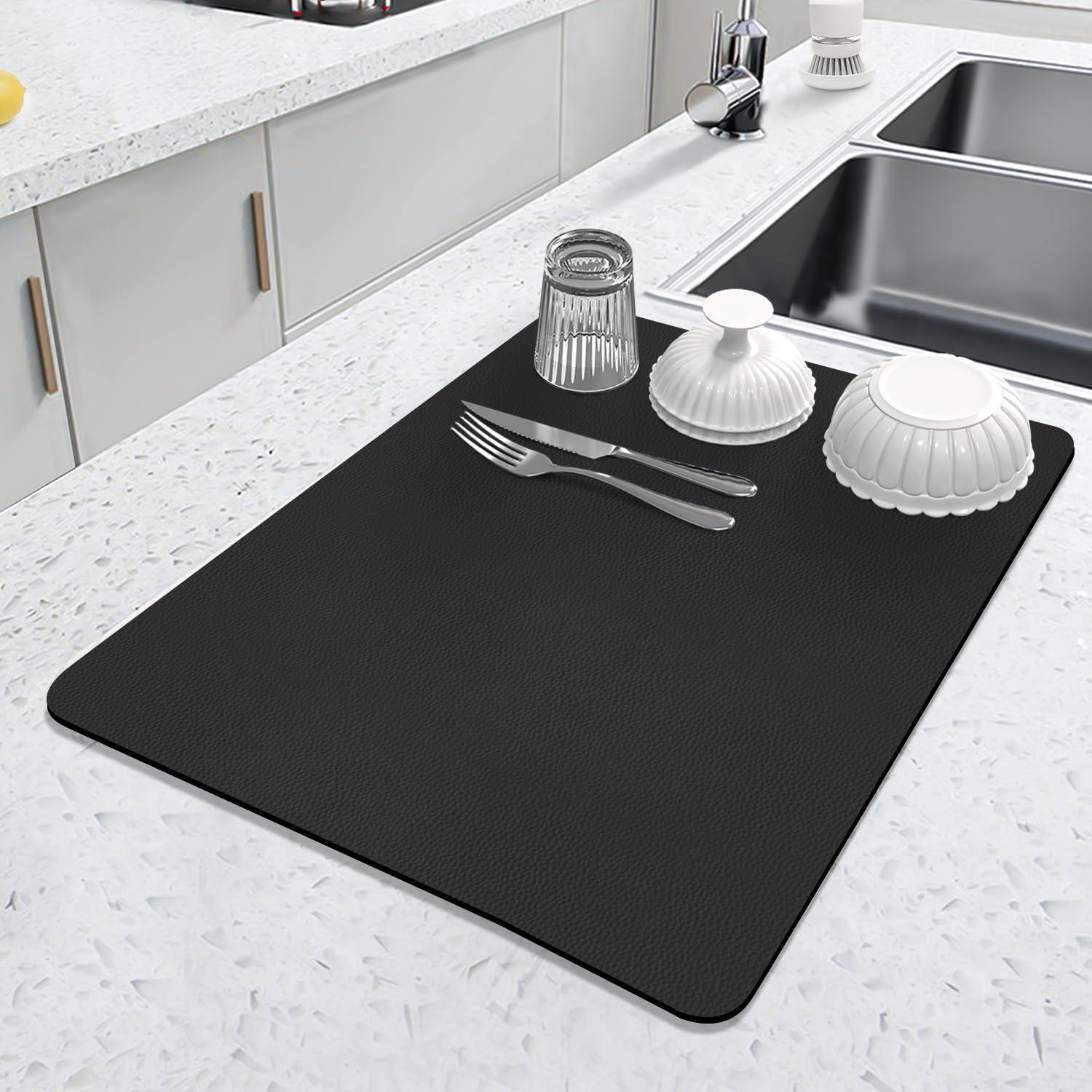 LOPNUR diatomite drying mat with absorbent surface keeps counters dry and clean