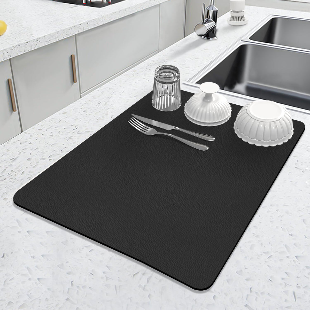 LOPNUR diatomite drying mat with absorbent surface keeps counters dry and clean