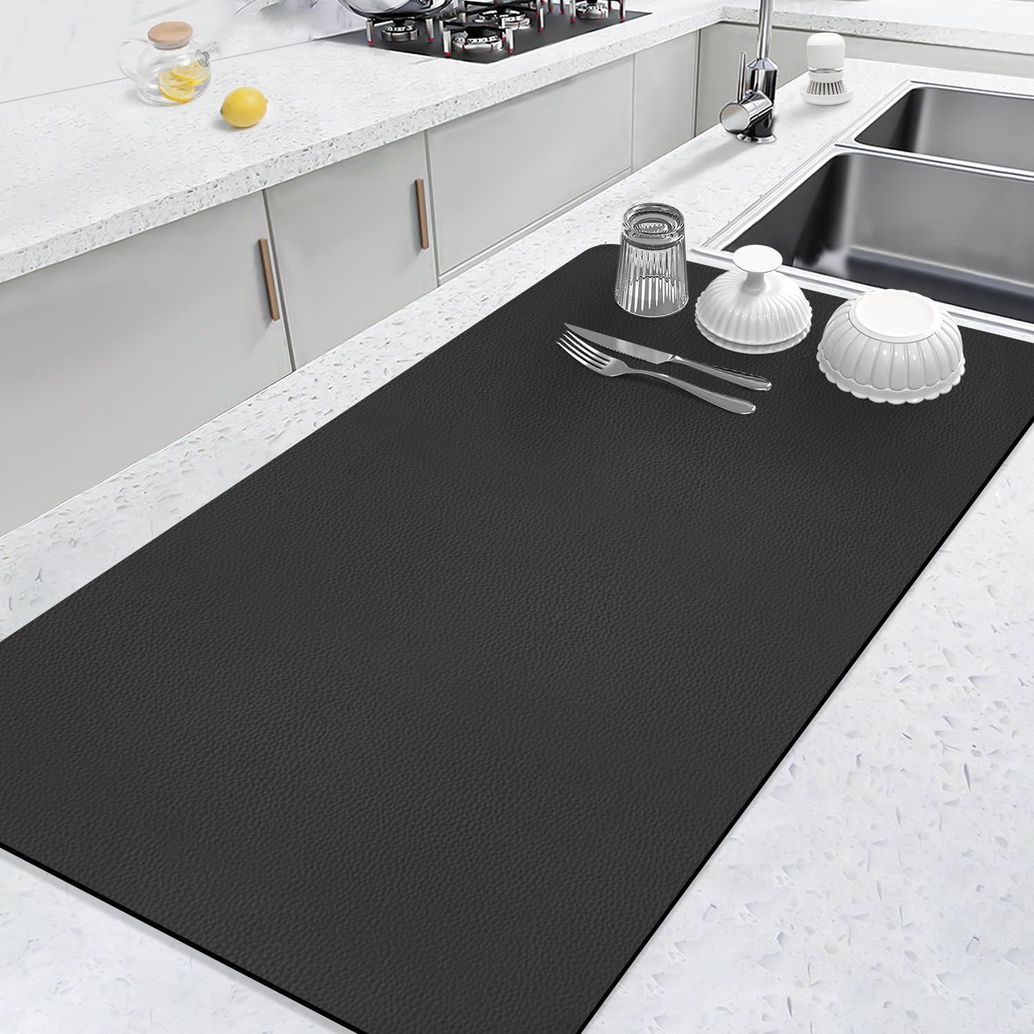 LOPNUR 31-5x17-drying-mat on counter, highly absorbent diatomite for fast water pickup