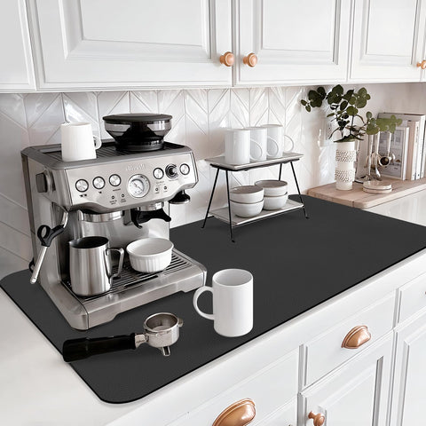 LOPNUR anti-slip rubber-backed drying mat keeps dishes secure on countertop