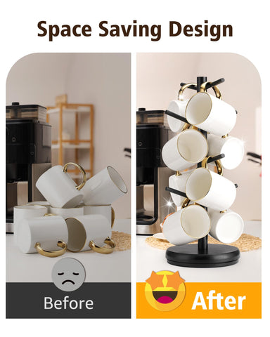 Lorbro mug tree base has anti-slip pads for stable placement