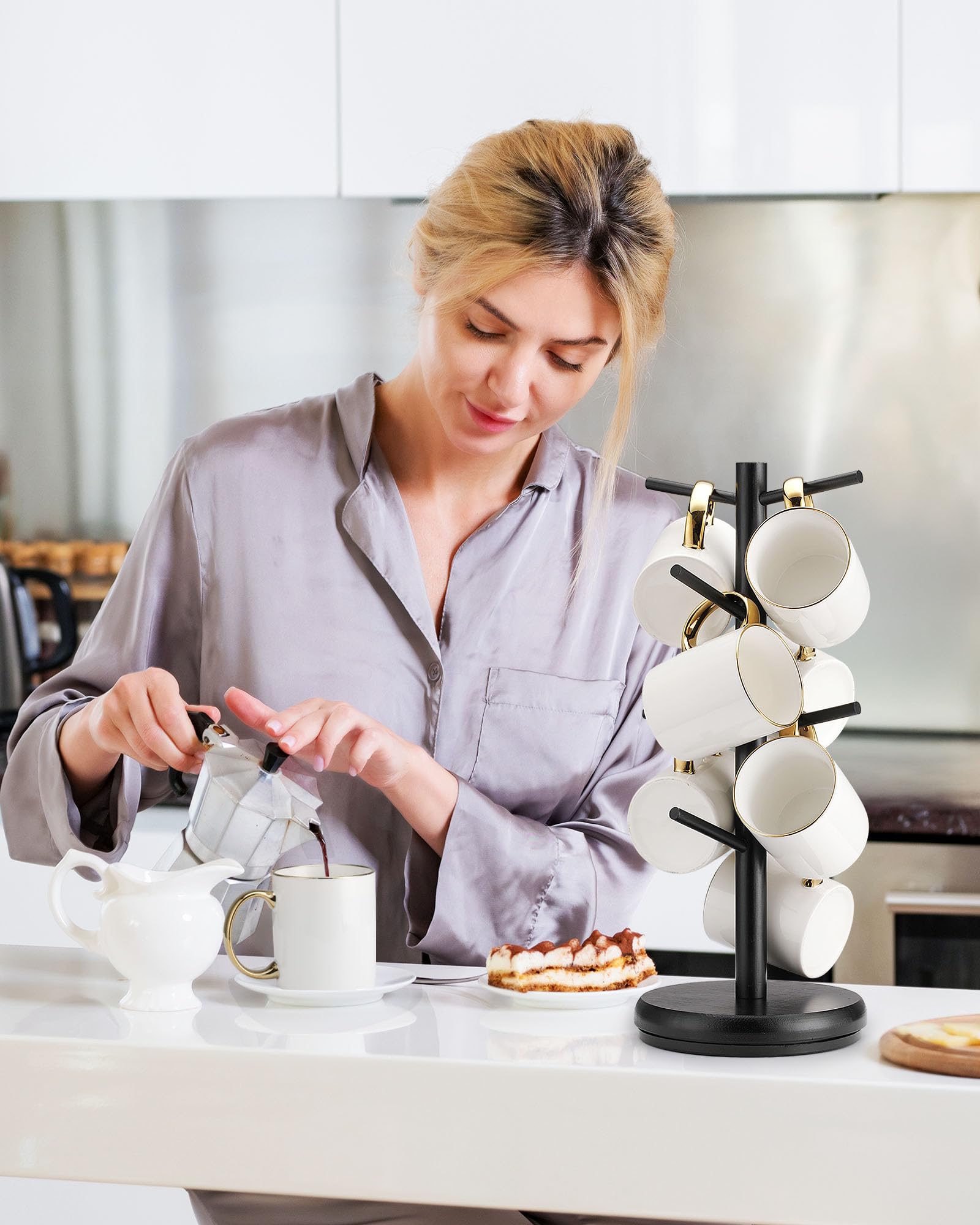 Lorbro mug tree on the countertop for organized, stylish storage