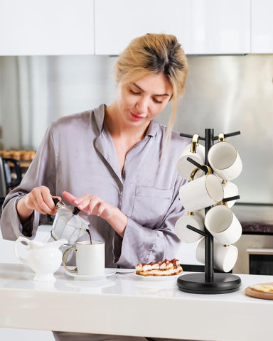 Lorbro mug tree on the countertop for organized, stylish storage