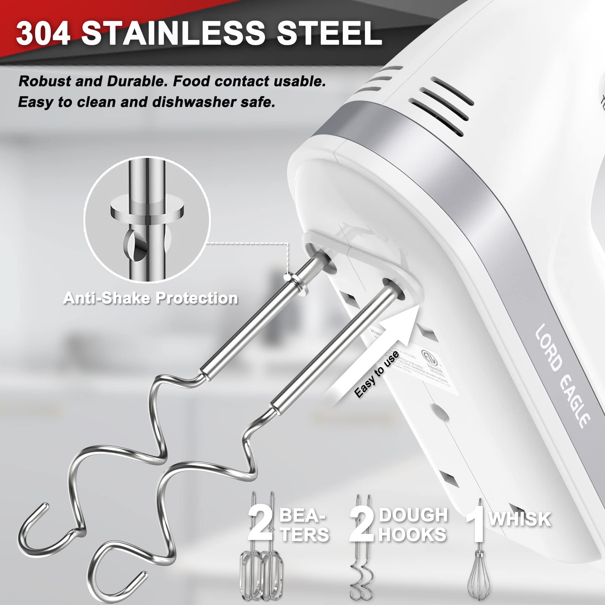 Lord Eagle hand mixer turbo boost speeds for quick batter blending
