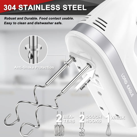 Lord Eagle hand mixer turbo boost speeds for quick batter blending