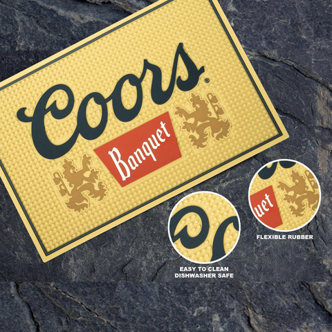 LORD'S ROCKS Coors Banquet bar mat easy to clean with soap and water