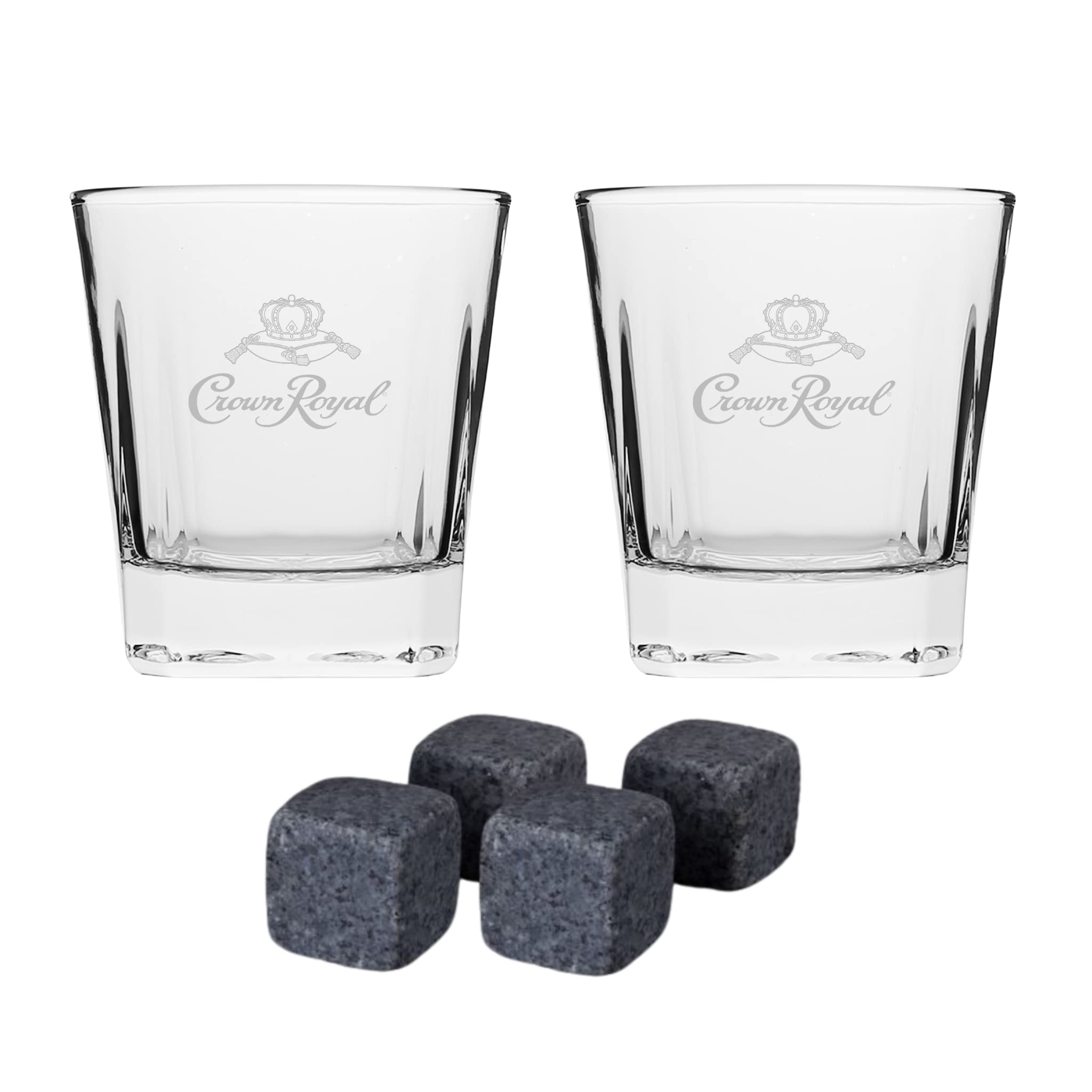 Two-pack LORD'S ROCKS Crown Royal glasses for a comfortable premium grip.