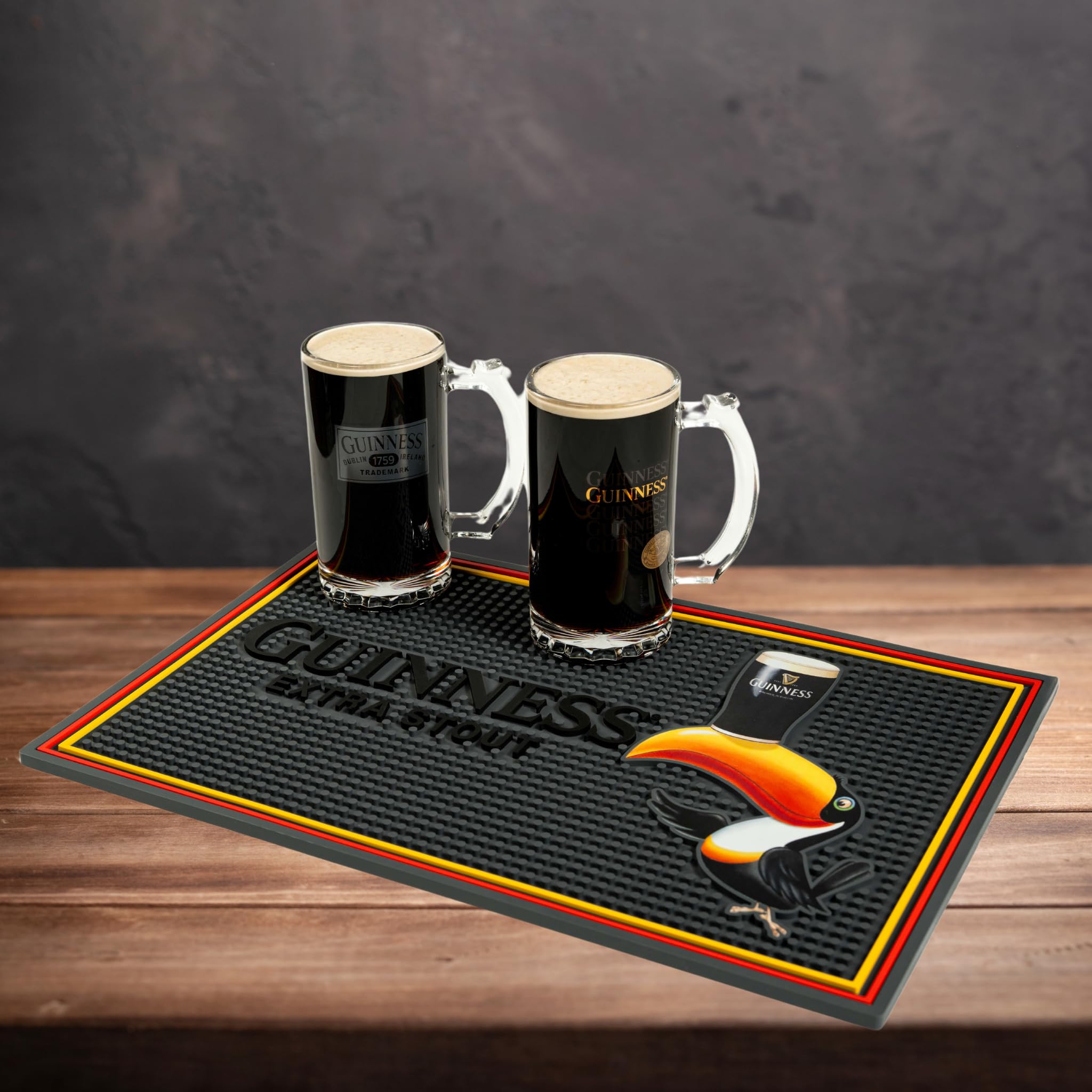 LORD'S ROCKS bar mat is dishwasher-safe and durable for busy home or commercial settings.