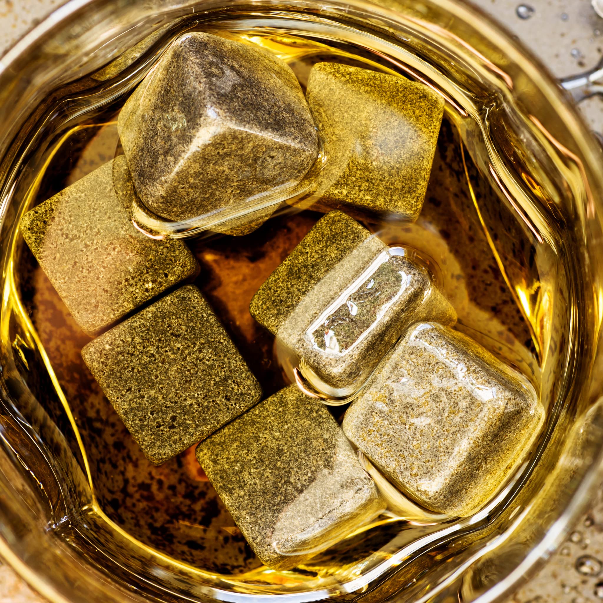 Reusable whiskey stones support future tastings and gatherings.