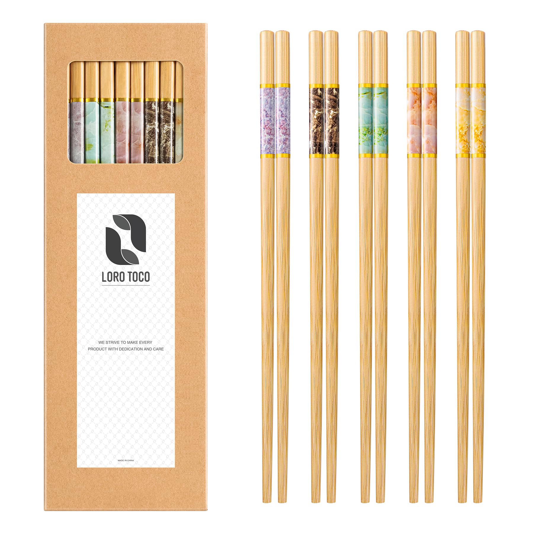 LOROTOCO bamboo chopsticks set with natural finish for eco-friendly daily use