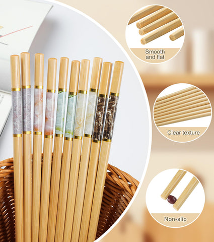 LOROTOCO reusable wooden chopsticks, 9.5 inches, ideal for adult dining