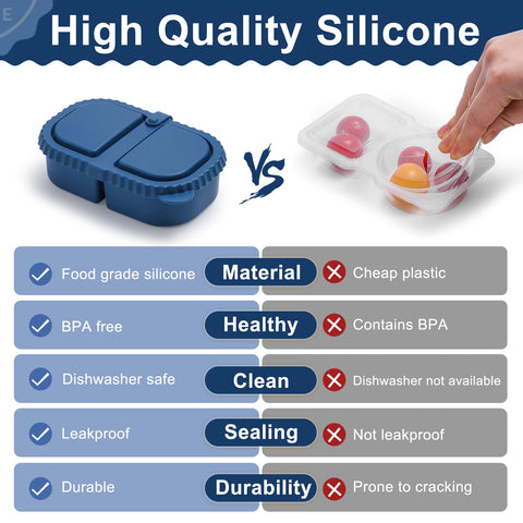 LOROTOCO yellow double-compartment snack container, leakproof lid prevents spills.