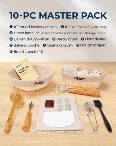Lorzon oval 10-inch banneton for shaping diverse loaf styles