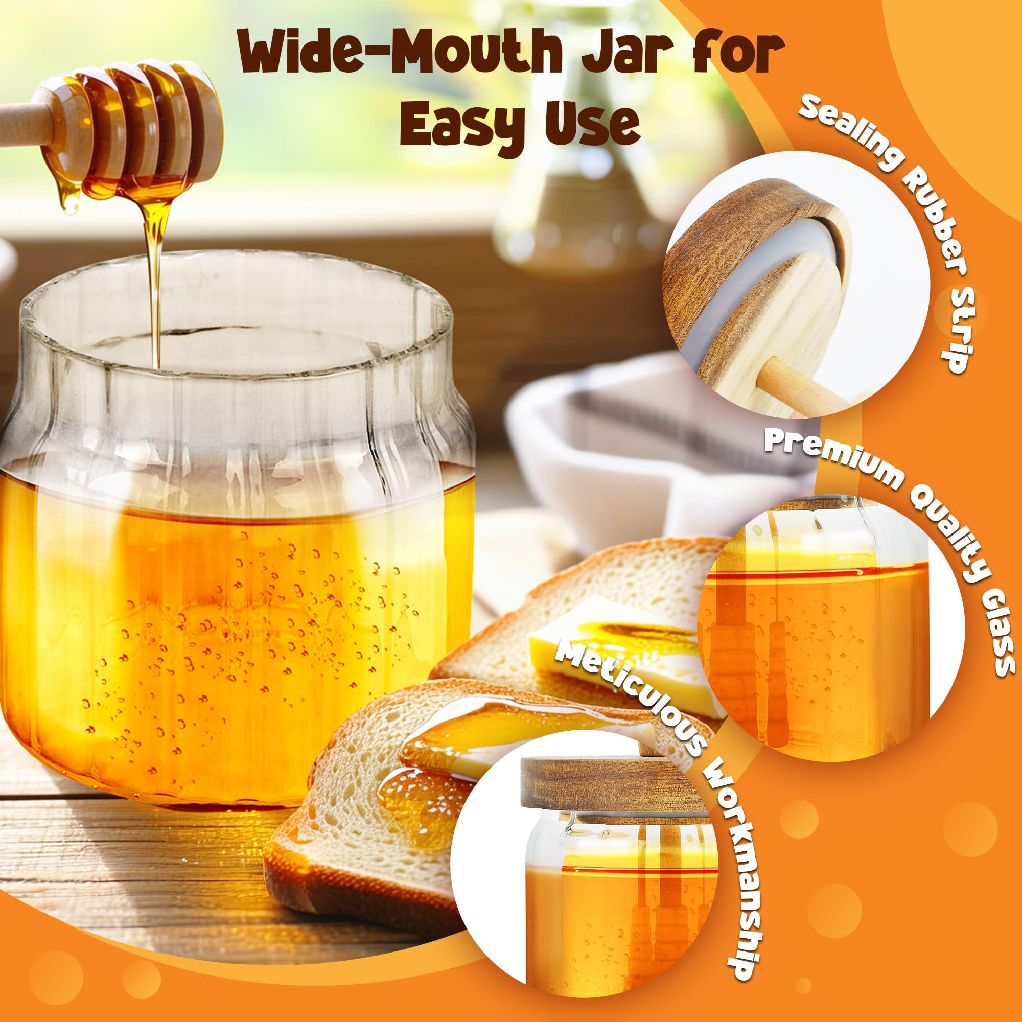 Loscarol 12oz glass jar with wide mouth highlights easy pouring and refilling.