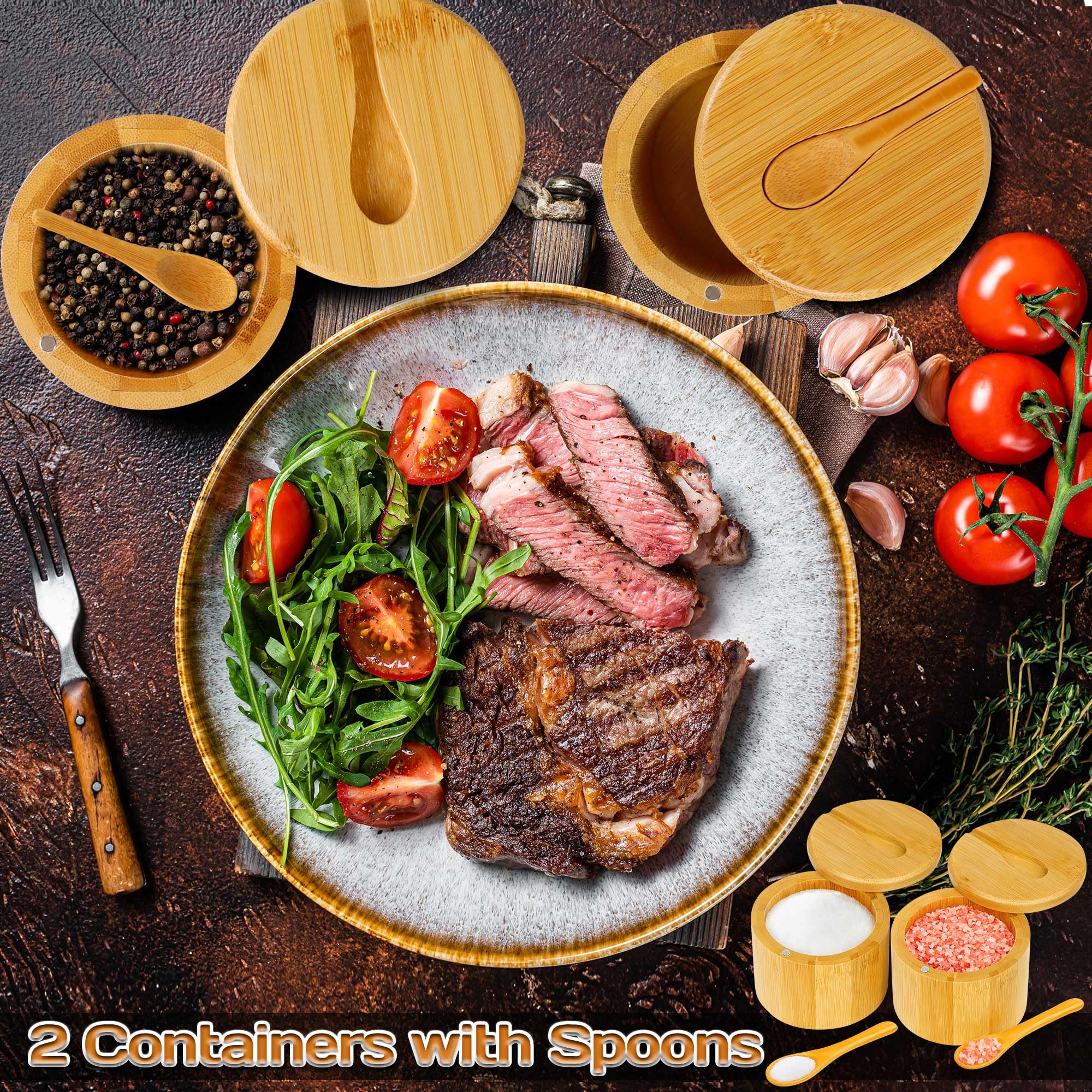 Loscarol bamboo storage box suitable for salts, herbs, or spices.