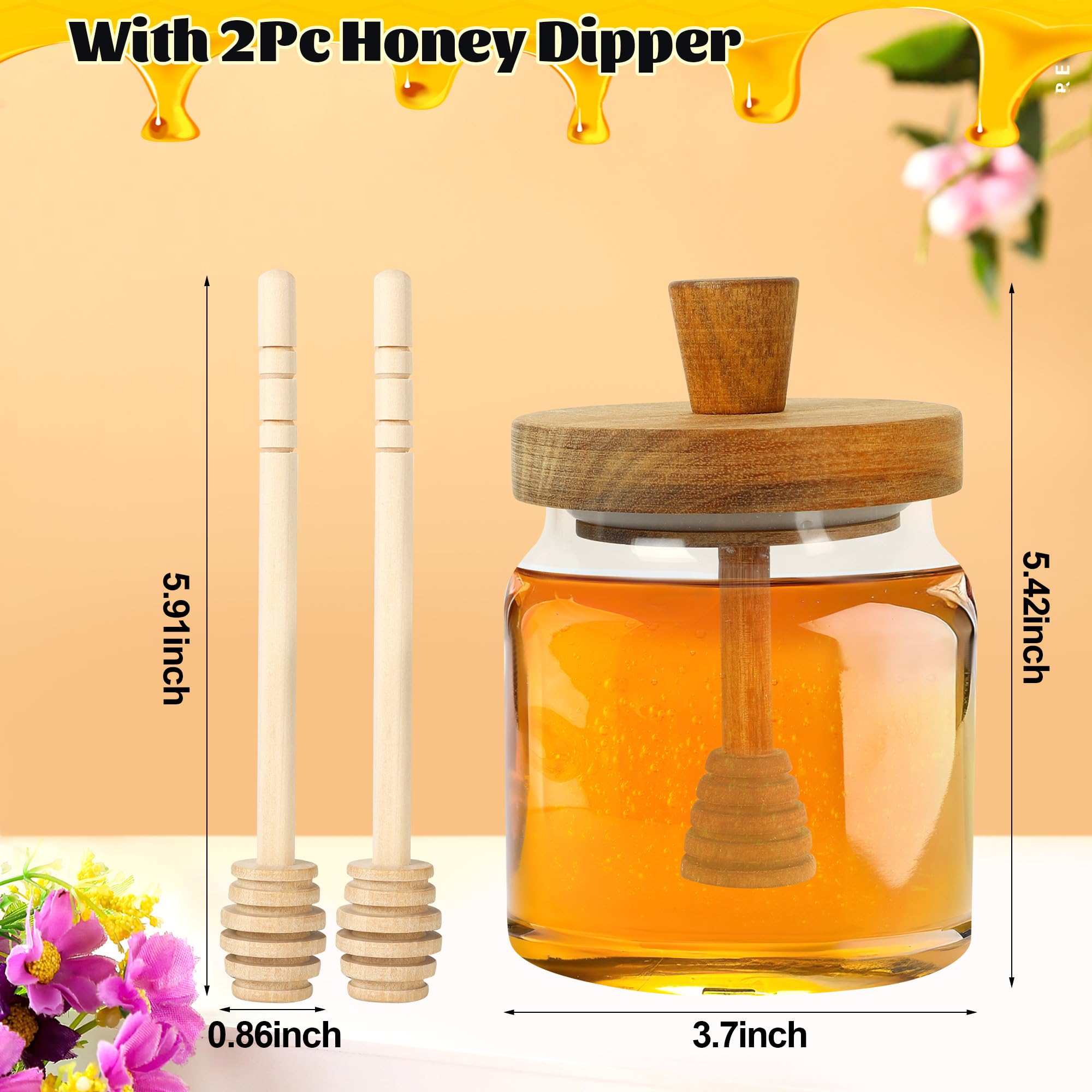 Loscarol honey pot built-in dipper lid and extra dippers for quick serving.
