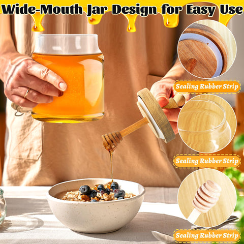 Loscarol honey pot wide-mouth jar facilitates easy filling and mess-free pouring.