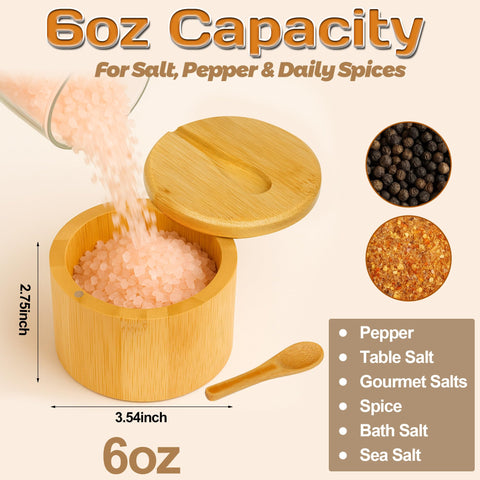 Loscarol table salt container in compact bamboo design.