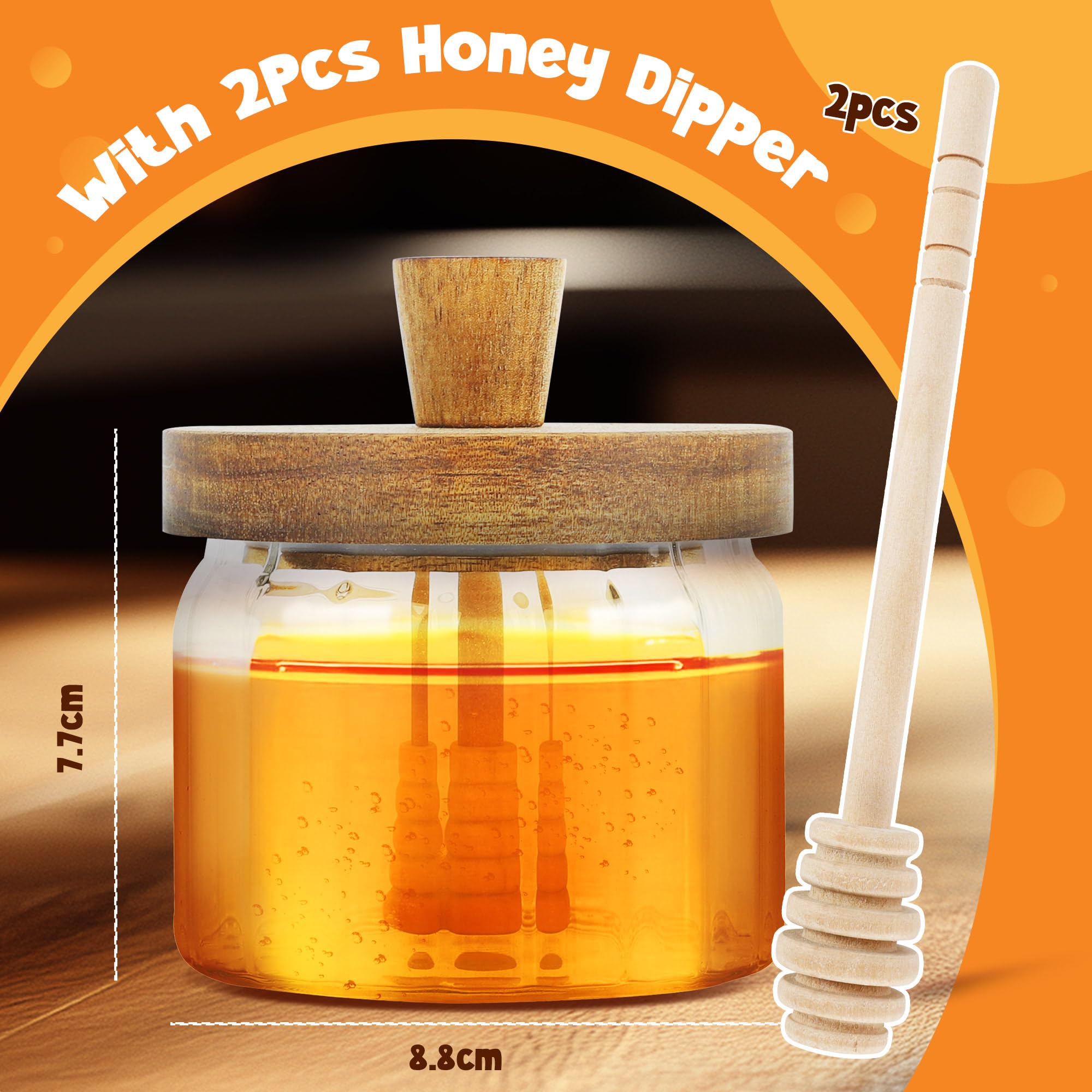 Loscarol wooden dippers set pairs with jar for smooth honey serving.