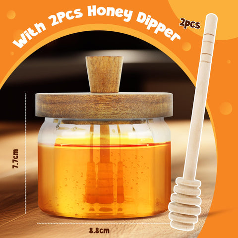 Loscarol wooden dippers set pairs with jar for smooth honey serving.
