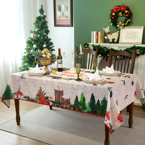 LOSIVISHE tablecloth pattern showcasing winter florals for farmhouse-style decor.