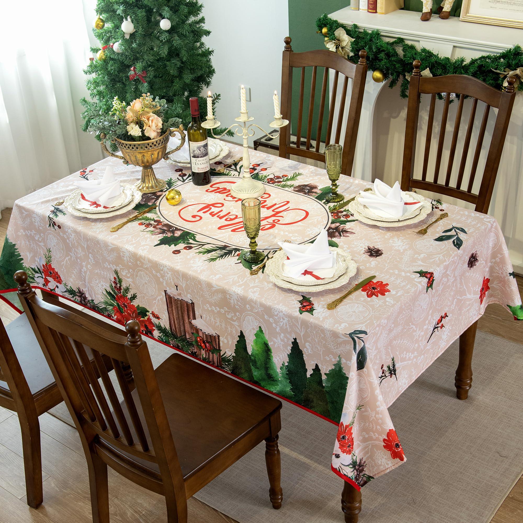 LOSIVISHE waterproof tablecloth protects surfaces from spills during feasts.