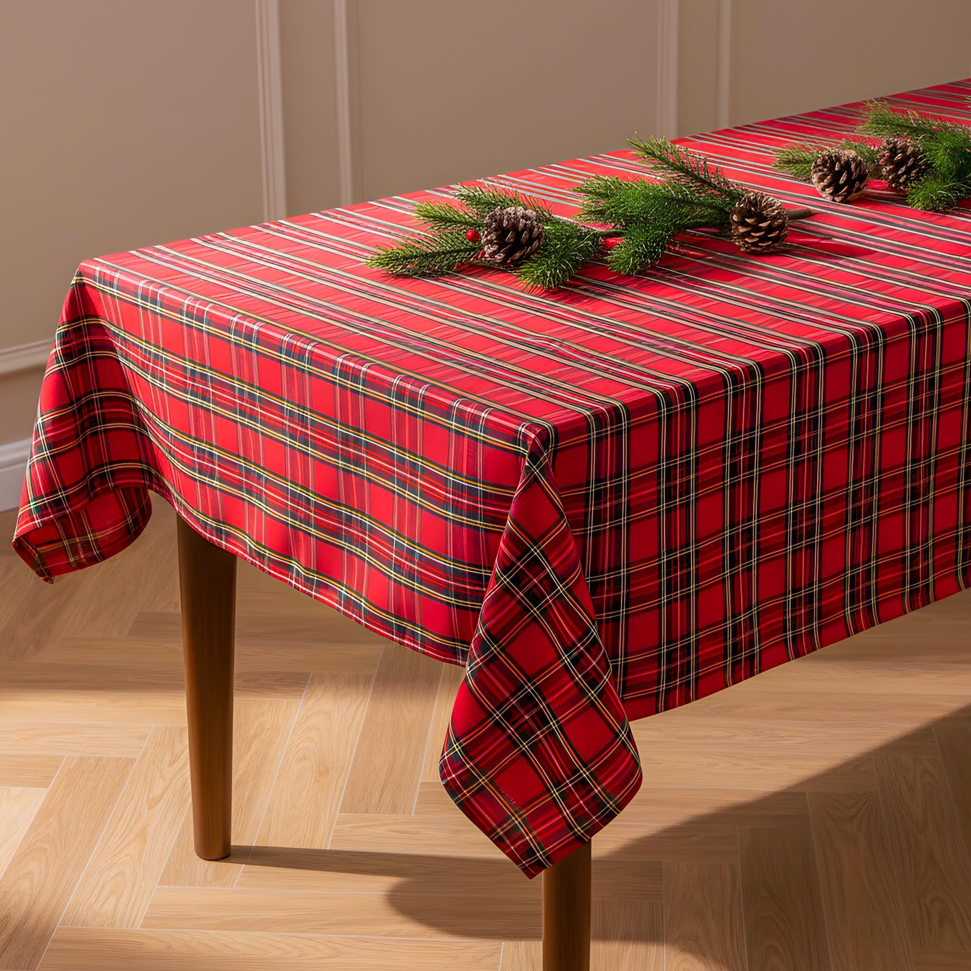 LOSIVISHE classic red plaid pattern detail enhances seasonal tablescapes.