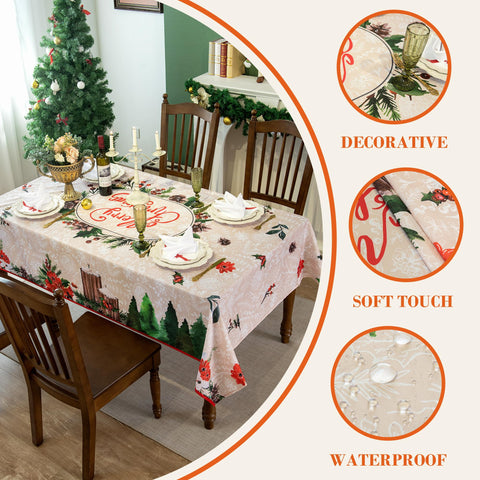 LOSIVISHE red flower pinecone tablecloth creates a cozy holiday look for family gatherings