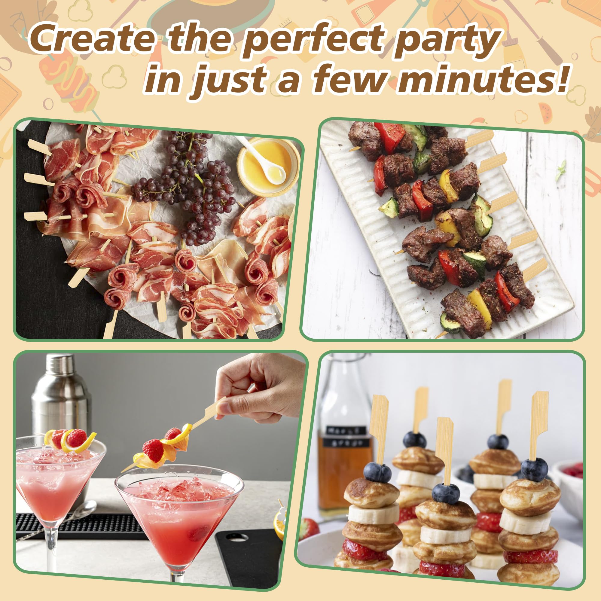 Losneg durable bamboo skewers offer a natural, splinter-free option suitable for daily use