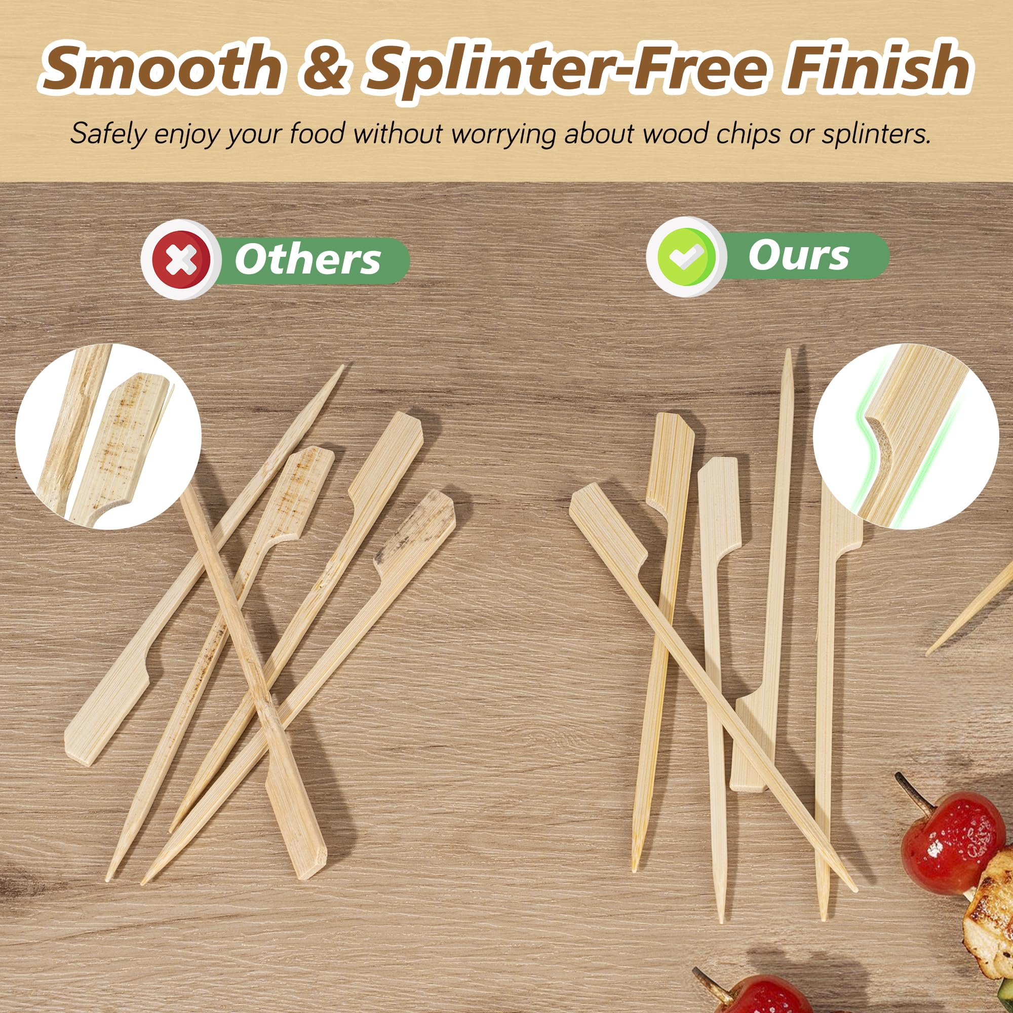 Losneg bamboo skewers used for fruit kabob presentation and fruit pieces stay in place