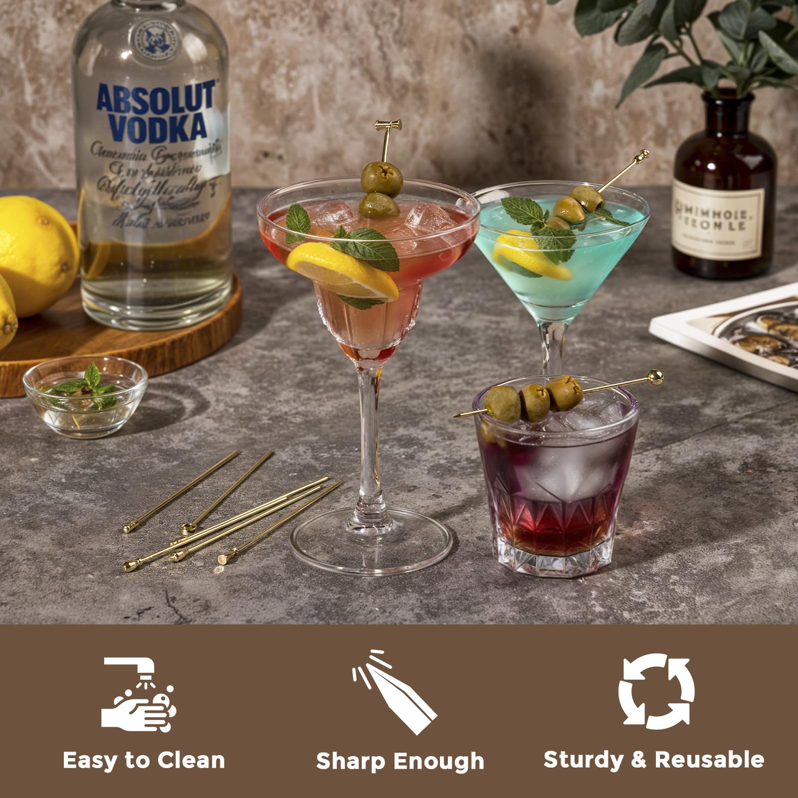 Losneg charcuterie garnish picks ideal for cheese and fruit boards.