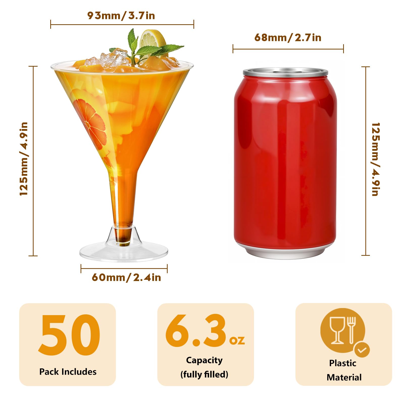 Losneg plastic martini glasses with detachable stem for easy storage