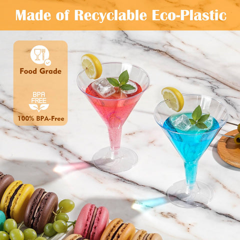 Losneg stackable plastic martini glasses save space during transport