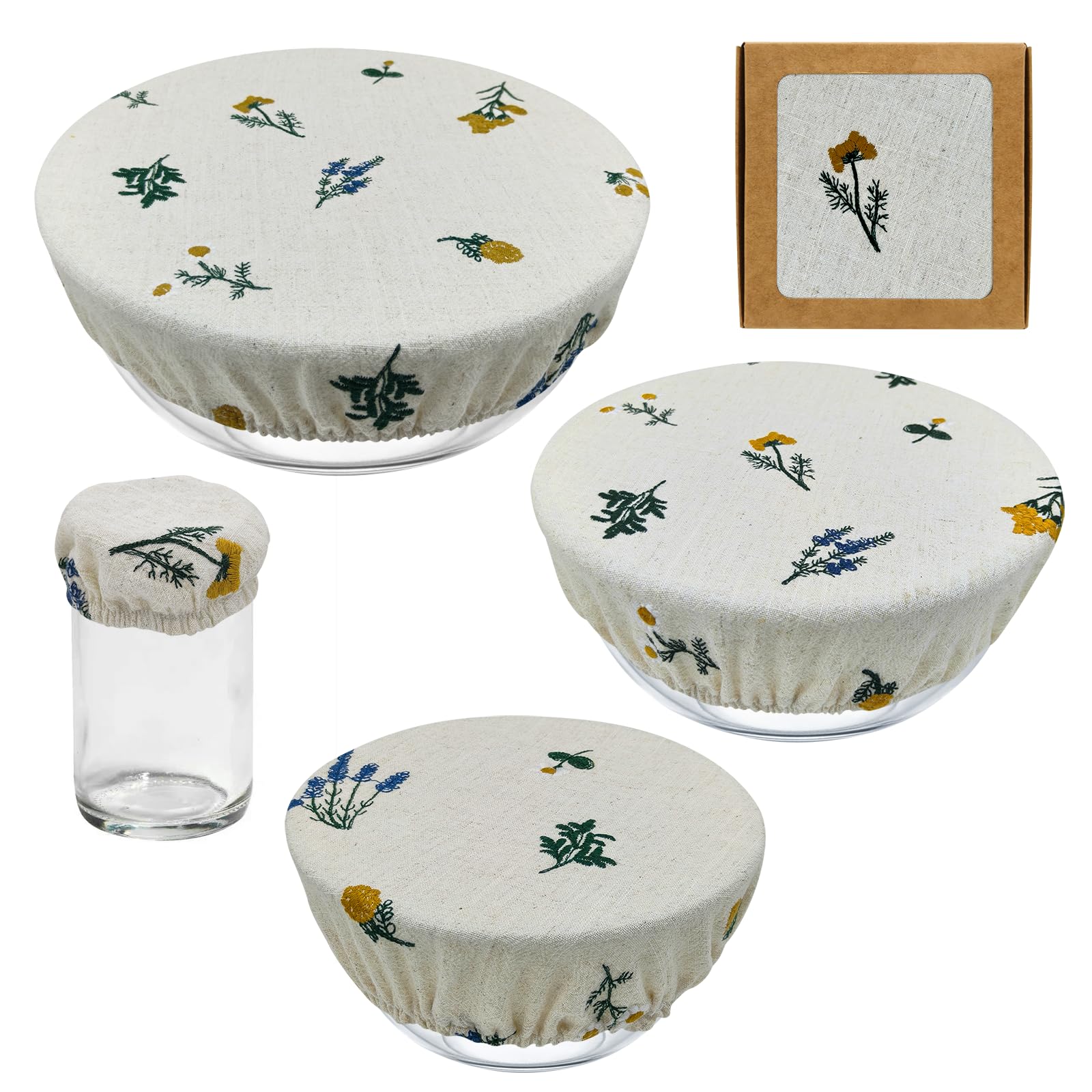 Lospara beige bowl cover set in four sizes for versatile kitchen uses like proofing and storage