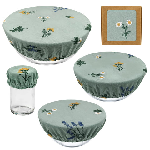 Lospara cotton bowl cover shown over bread-proofing bowls protects dough while breathable fabric maintains airflow.