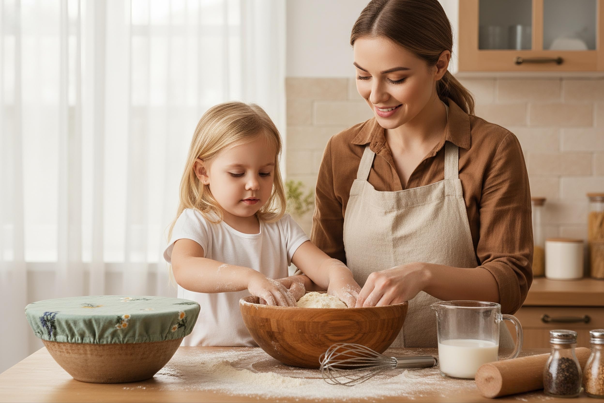 Lospara cotton covers fit bowls securely with elastic edges, reducing spills.