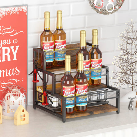 Loteyike 3-tier syrup rack side view demonstrates stable multi-tier storage