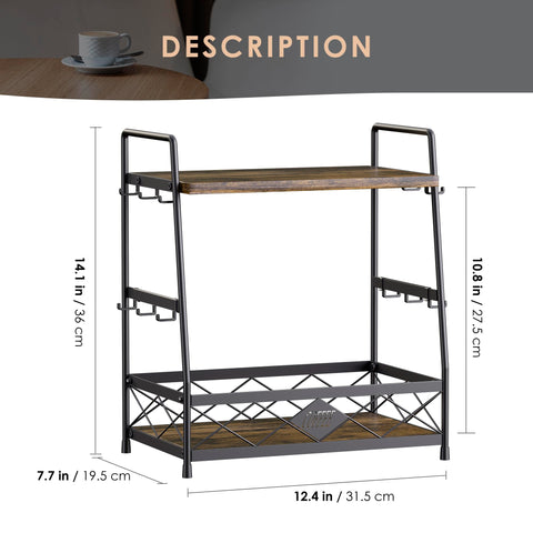 LOTEYIKE mug holder with guardrail prevents items from sliding off.