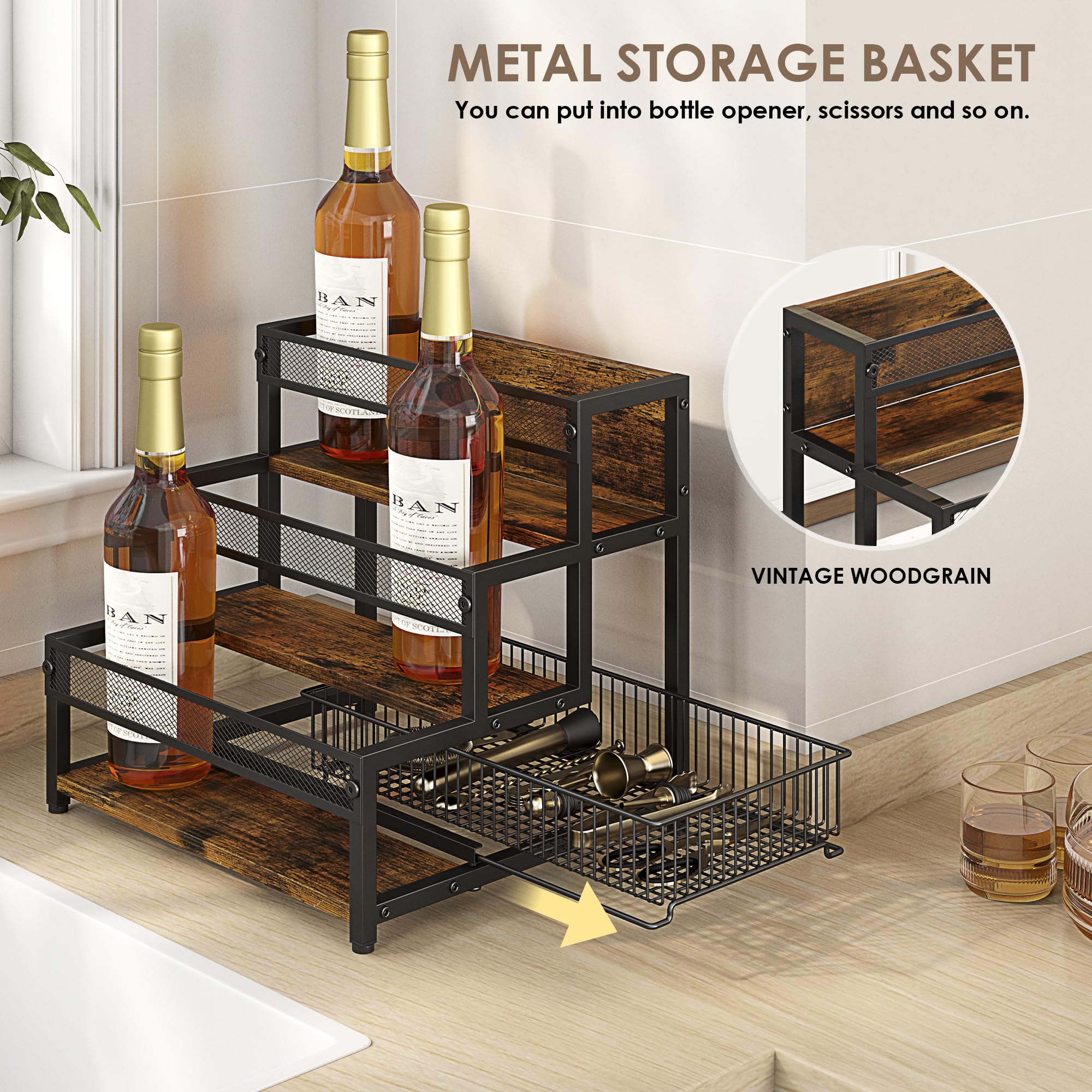 Loteyike syrup rack internal storage helps keep spices and bottles neatly aligned