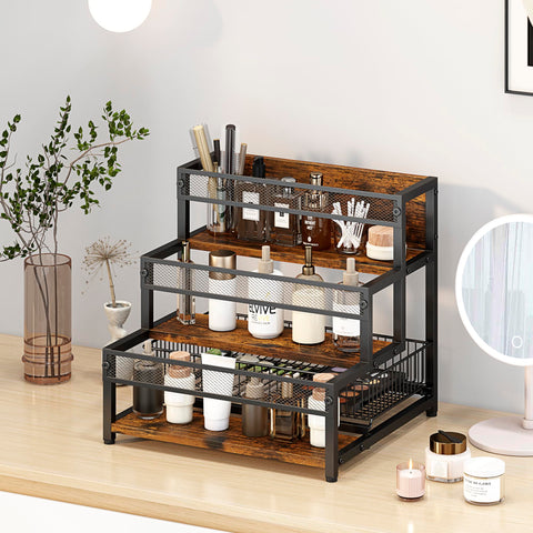 Loteyike wood and metal construction detail emphasizes sturdy, stylish kitchen organization