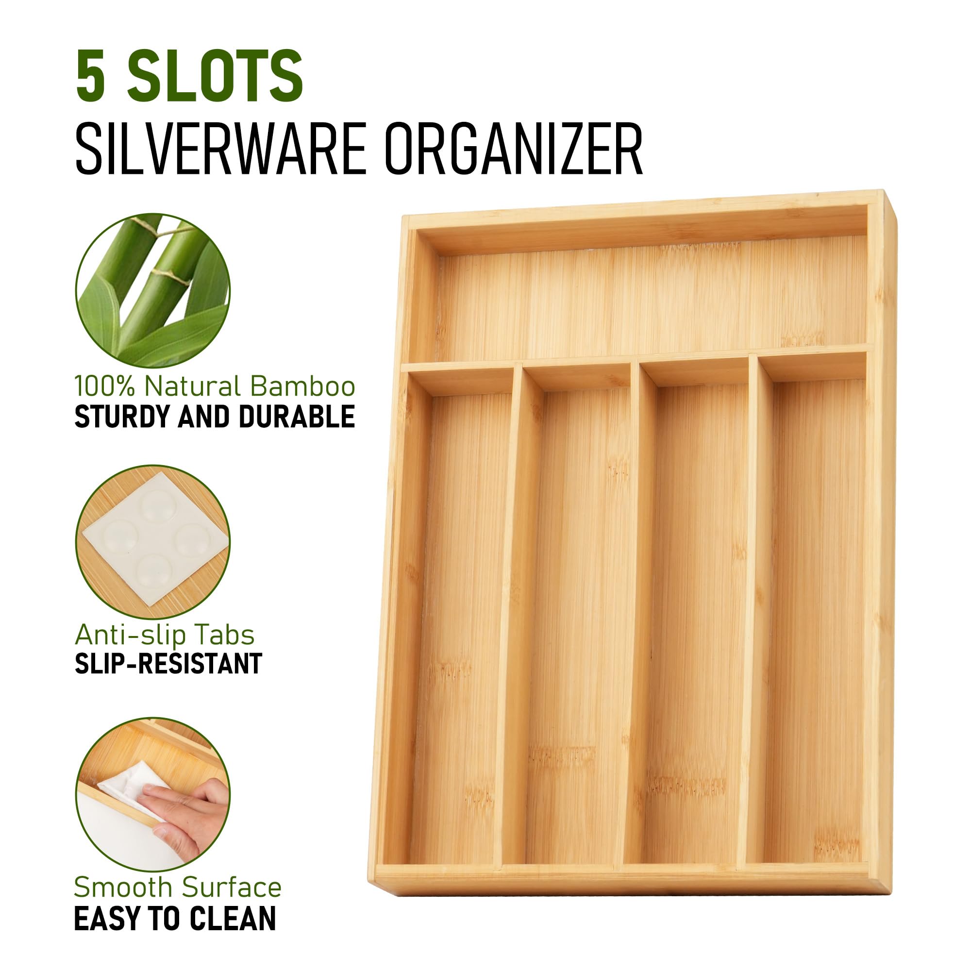 LotFancy organizer features non-slip tabs to keep utensils secure.